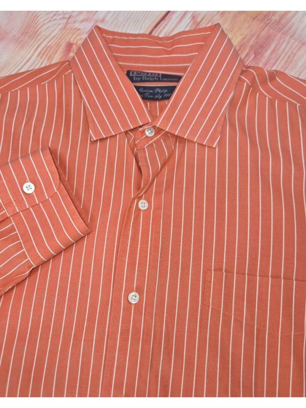 Polo Ralph Lauren Mens Orange Stripe Long Sleeve Shirt Large